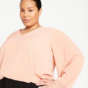 NWT universal standard balloon sleeve blouse in muted clay.